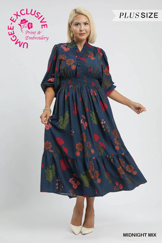 Nightshade Waltz Midi Dress in Curvy