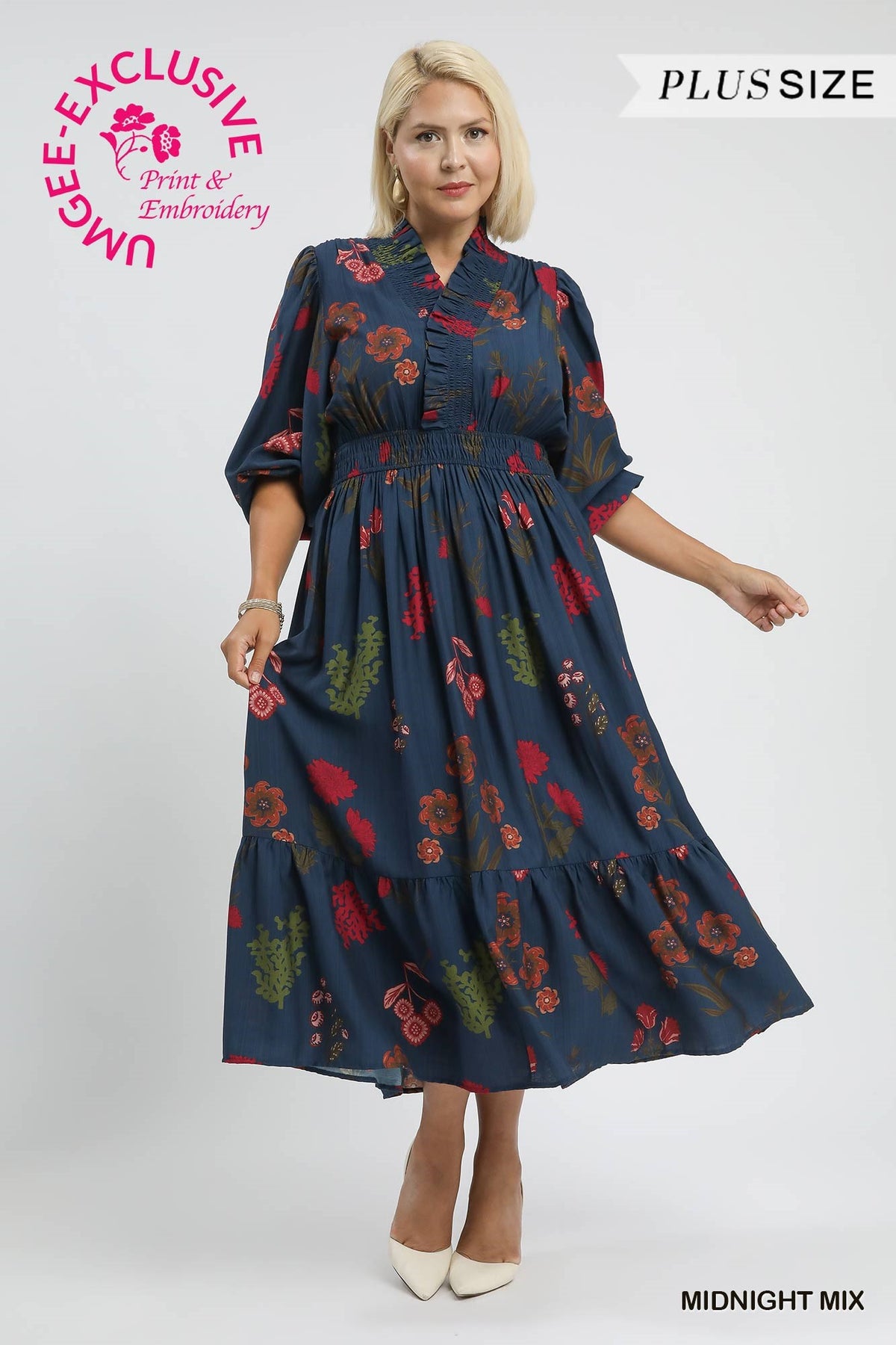 Nightshade Waltz Midi Dress in Curvy