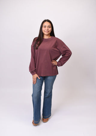Old Mill Long Sleeve Tee in Maroon - Shop Rust & Ruffles