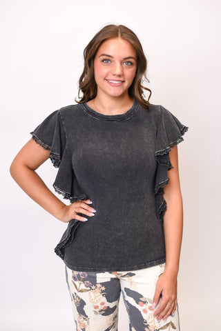 Old Soul Ruffle Sleeve Tee - Shop Rust & Ruffles