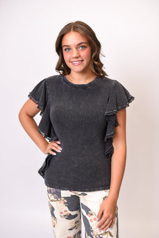 Old Soul Ruffle Sleeve Tee - Shop Rust & Ruffles