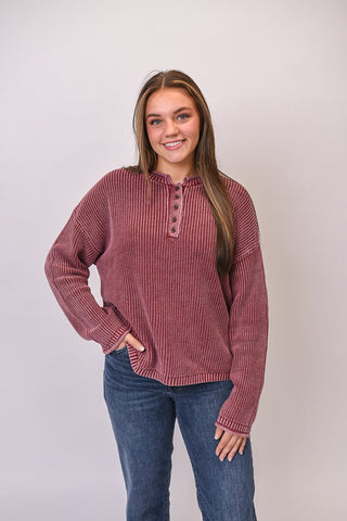 On Repeat Pullover in Burgundy - Shop Rust & Ruffles