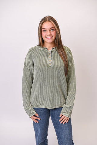On Repeat Pullover in Olive - Shop Rust & Ruffles