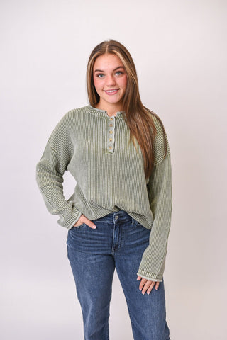 On Repeat Pullover in Olive - Shop Rust & Ruffles