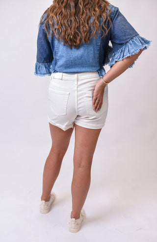 On The Coast White Denim Shorts - Shop Rust & Ruffles