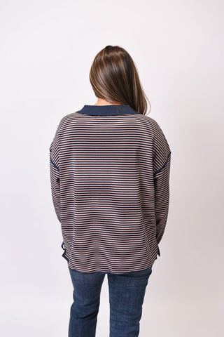 Oversized Contrast Trim Striped Top - Shop Rust & Ruffles