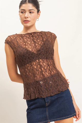 First Look Lace Top in Brown