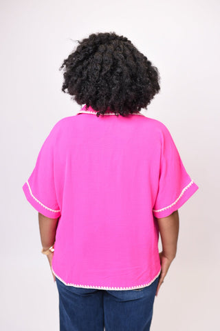 Poolside Stitch Blouse in Pink - Shop Rust & Ruffles