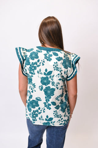 Popping Florals Blouse in Teal - Shop Rust & Ruffles