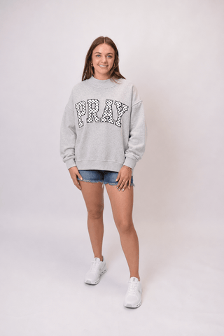 Pray Embroidered Mock Neck Pullover - Shop Rust & Ruffles