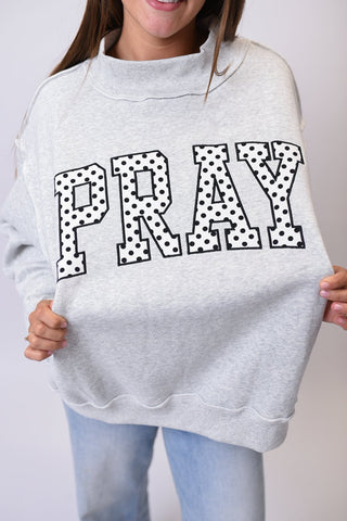 Pray Embroidered Mock Neck Pullover - Shop Rust & Ruffles