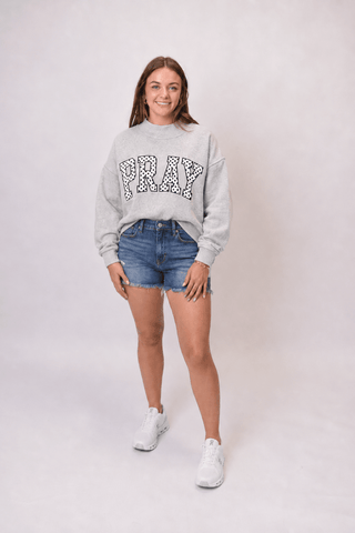 Pray Embroidered Mock Neck Pullover - Shop Rust & Ruffles