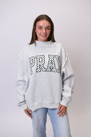 Pray Embroidered Mock Neck Pullover - Shop Rust & Ruffles