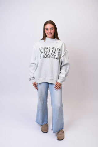 Pray Embroidered Mock Neck Pullover - Shop Rust & Ruffles