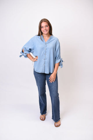 Pretty In Denim Blouse - Shop Rust & Ruffles