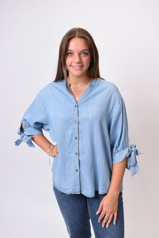 Pretty In Denim Blouse - Shop Rust & Ruffles