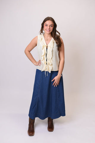Pretty In Lace Tie Front Vest - Shop Rust & Ruffles
