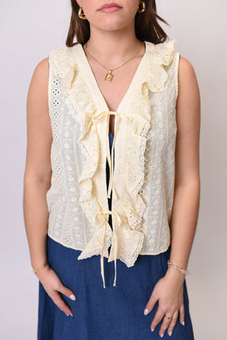 Pretty In Lace Tie Front Vest - Shop Rust & Ruffles