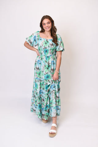 Pretty Petals Maxi Dress in Emerald - Shop Rust & Ruffles