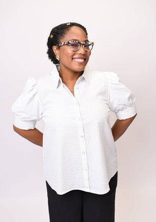 Puff & Pearl Striped Blouse - Shop Rust & Ruffles