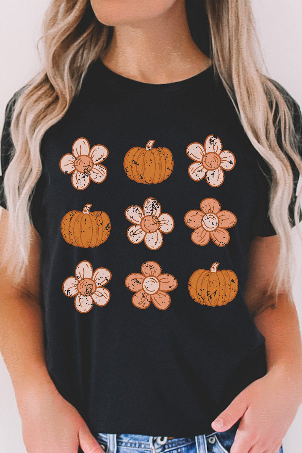Pumpkins And Flowers Graphic Tee