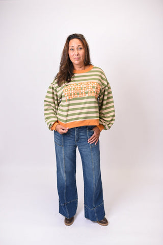 Pumpkin Embroidered Pullover - Shop Rust & Ruffles