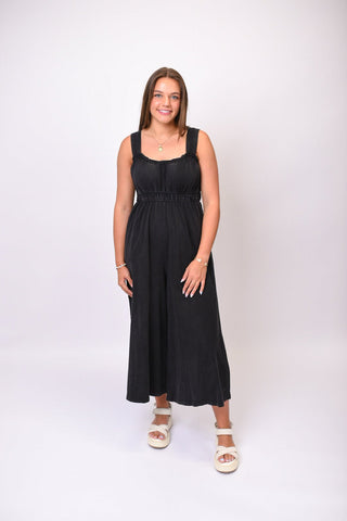 Relax a Little Jumpsuit in Ash Black - Shop Rust & Ruffles