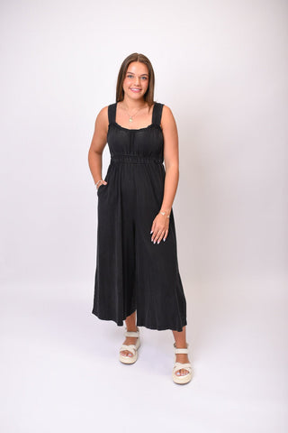 Relax a Little Jumpsuit in Ash Black - Shop Rust & Ruffles