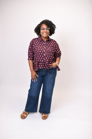 Retro Ruffle Blouse in Curvy - Shop Rust & Ruffles