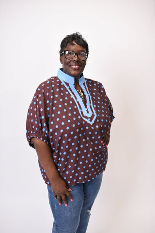 Retro Spot Blouse in Curvy - Shop Rust & Ruffles