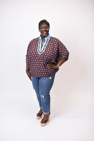 Retro Spot Blouse in Curvy - Shop Rust & Ruffles