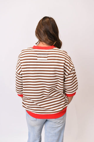 Retro Stripe Crewneck Tee in Brown/Red - Shop Rust & Ruffles