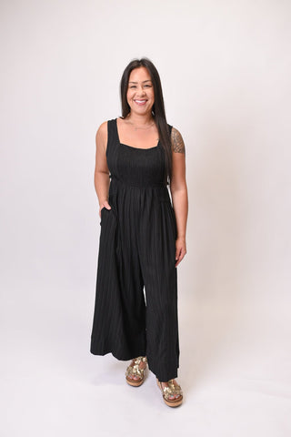 Riviera Smocked Jumpsuit in Black - Shop Rust & Ruffles