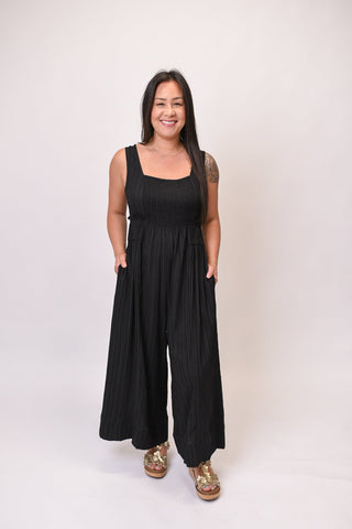 Riviera Smocked Jumpsuit in Black - Shop Rust & Ruffles