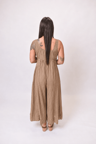 Riviera Smocked Jumpsuit in Taupe - Shop Rust & Ruffles