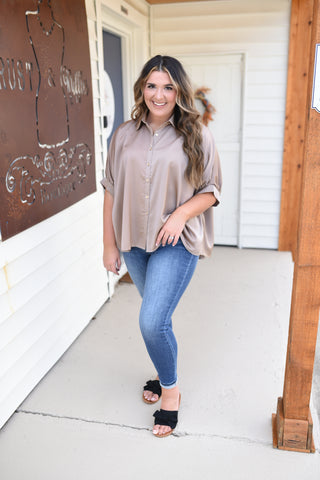 Regal Times Button Down Satin Top