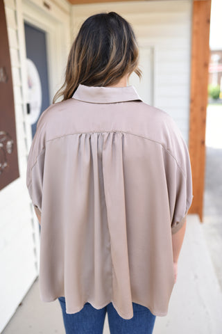 Regal Times Button Down Satin Top