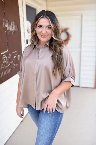 Regal Times Button Down Satin Top