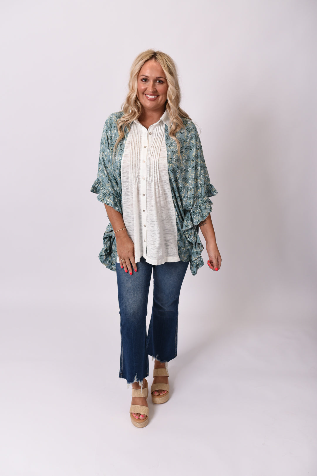 In The Mix Floral Buttoned Top
