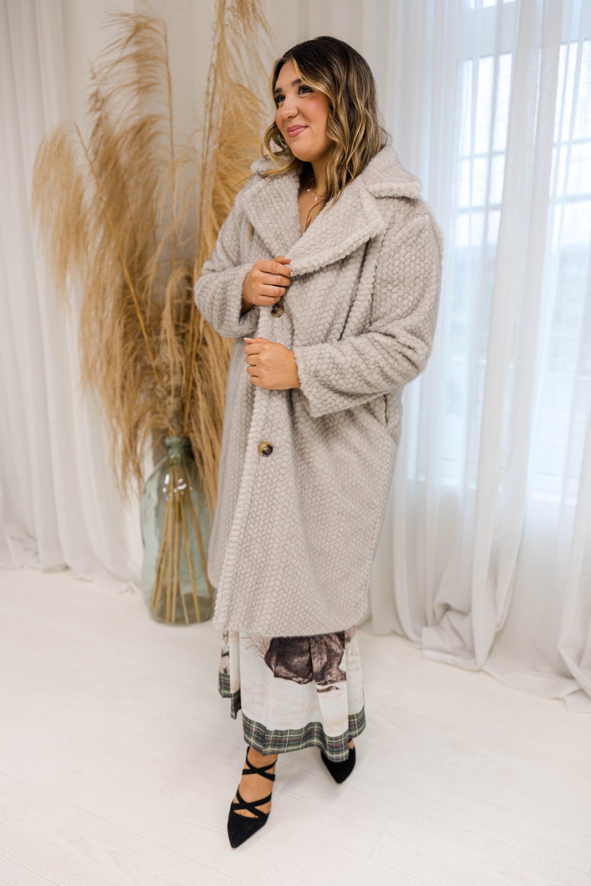 Lenore Textured Faux Fur Coat