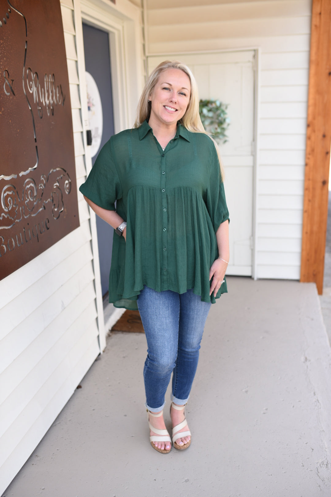 I Want It All Tunic Top Forest Green