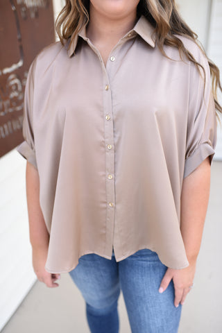 Regal Times Button Down Satin Top
