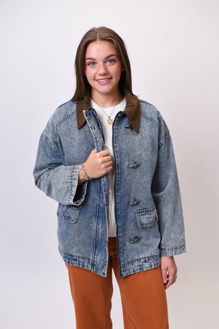 Rolling Hills Contrast Collar Demin Jacket - Shop Rust & Ruffles