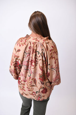 Rustic Blooms 3/4 Sleeve Blouse - Shop Rust & Ruffles