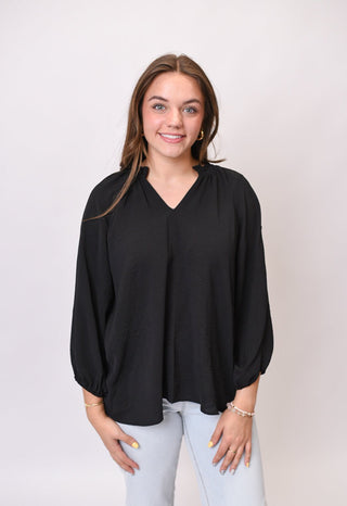 Shoreline Breeze Blouse in Black - Shop Rust & Ruffles