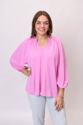 Shoreline Breeze Blouse in Pink - Shop Rust & Ruffles