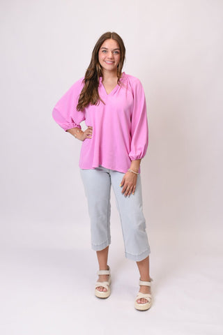 Shoreline Breeze Blouse in Pink - Shop Rust & Ruffles