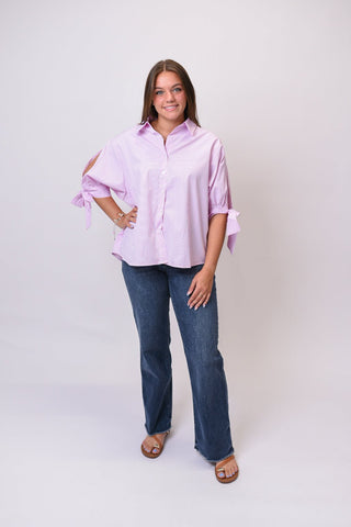 Shoreline Stripe Blouse in Pink - Shop Rust & Ruffles