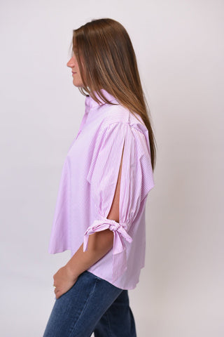 Shoreline Stripe Blouse in Pink - Shop Rust & Ruffles
