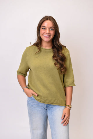 Slow Morning Sweater in Olive - Shop Rust & Ruffles